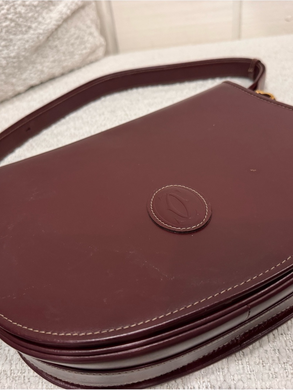 Cartier Leather Crossbody Bag in Burgundy